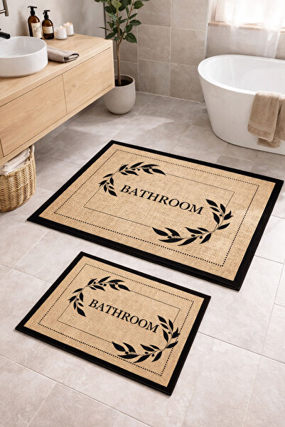 Nihai Ev Ψηφιακό αντιολισθητικό σετ χαλάκι μπάνιου με όψη γιούτας που πλένετα...