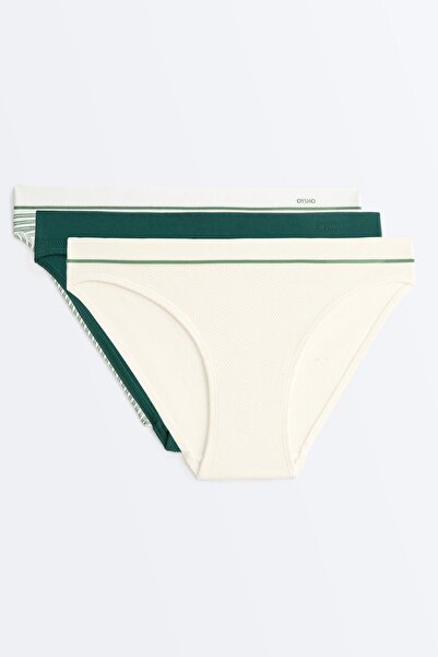 Oysho 3'lü klasik pike karışımlı poliamid külot