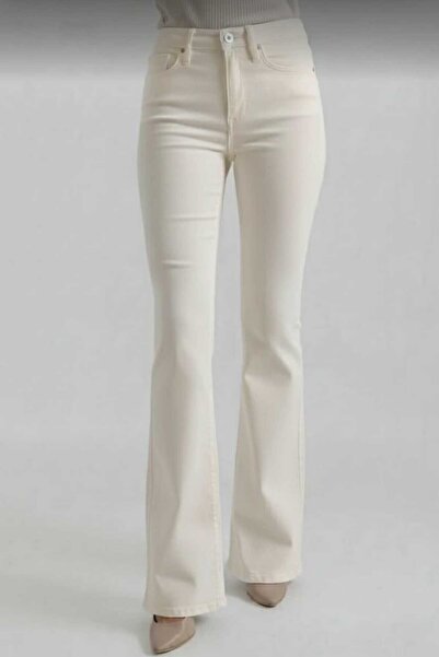 DRC trend Women's White Spanish Flare Jeans High Waist Jeans