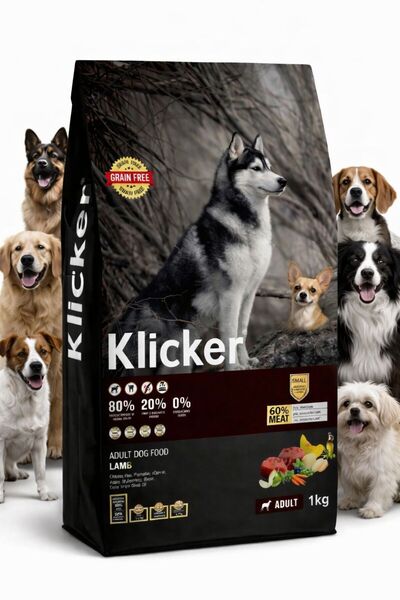 klicker YETİŞKİN KÖPEK KURU MAMASI KUZULU 1 KG