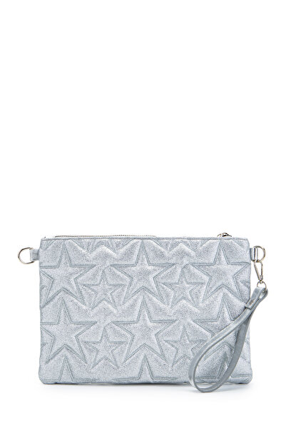 minebag Star Stitched Clutch Star Women's Bag Silvery Silver