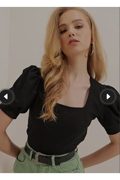 FRYGAMIC Bluză neagră cu mâneci bufante, mărimea L