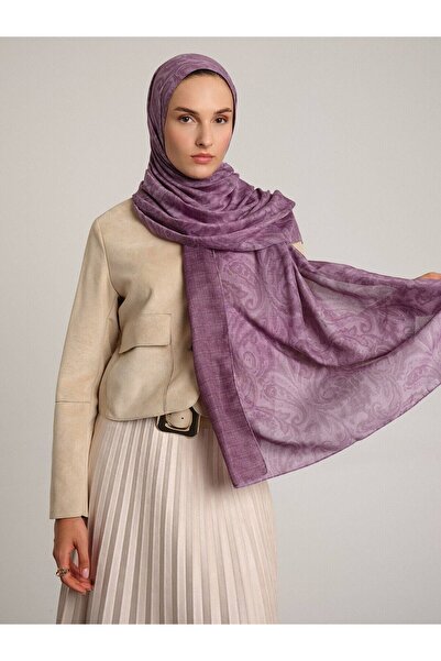 Ayshara Nakkaşhâne Monogram Patterned Double-Sided Shawl - Lilac Purple