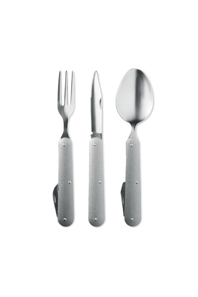 NO BRAND Set of 3 Folding Camping Cutlery, Stainless Steel