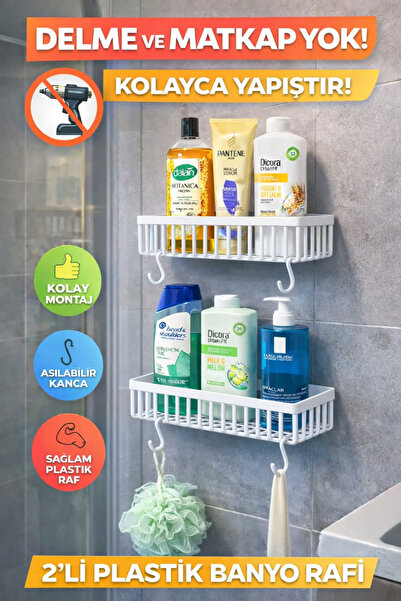 Cherie Home Yapışkanlı Duş Rafı – 5 KG Taşıyabilen Delmeden Duşakabin Şampuan...