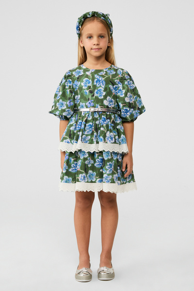 Tyess فستان منقوش للبنات