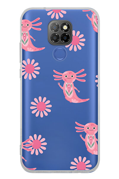 FLAMENKO حافظة هاتف شفافة بنمط أكسولوتل وردي متوافقة مع جهاز General Mobile G...