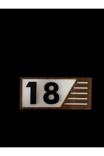 6. Pro Ahşap Kapı Numaralığı (Beyaz Zemin, Kahverengi Çerçeve)