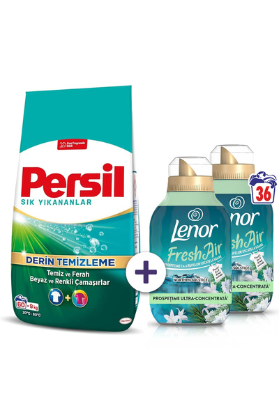 Persil Family Saver Pack: Powder 9kg + Lenor Fresh Air Northern Solstice Soft...