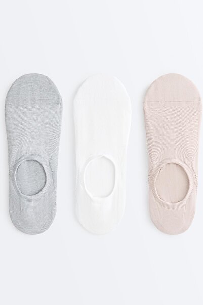 Oysho 3 pairs of high-cut invisible polyamide blend sports socks