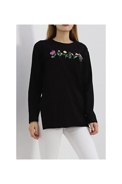 ÇEÇİM Γυναικείο λουλουδάτο τουνίκ με τύπωμα πλευρών άνοιγμα τονός NSA-58082