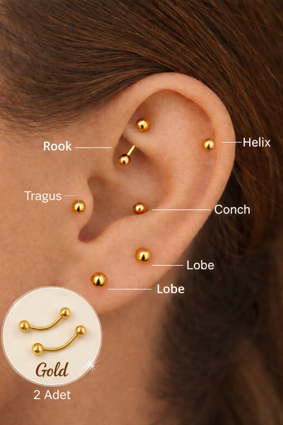 Sacce Scarves&Accessories Cerrahi Çelik Kavisli Piercing – Rook, Kaş, Helix v...