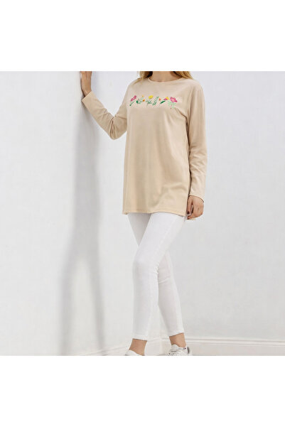 ÇEÇİM Γυναικείο λουλουδάτο τουνίκ με τύπωμα πλευρών άνοιγμα τονός NSA-58082