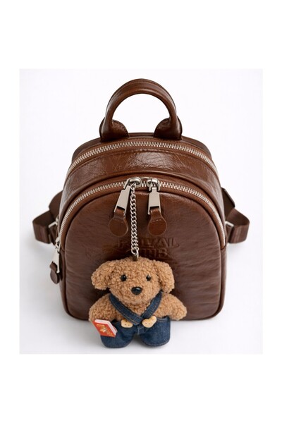 NUR KARACA B36070 Plush Accessory Detail Mini Backpack for Women