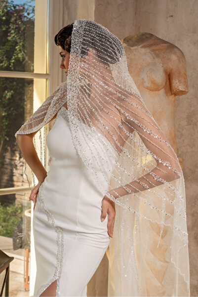 Simay Aksesuar Uzun Gelinlik Duvağı Ve Nikah Duvağı 230 Cm