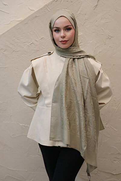 efdal şal eşarp Monogram Pattern Nia Cotton Shawl