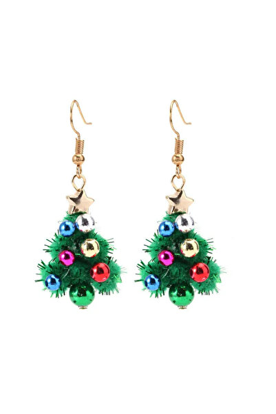 EFAYN.RO Women's earrings, Christmas theme, festive pattern, fir tree decorat...