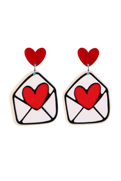 EFAYN.RO Cercei dama cu plic si inimioare, model fashion vesel, tematica craz...