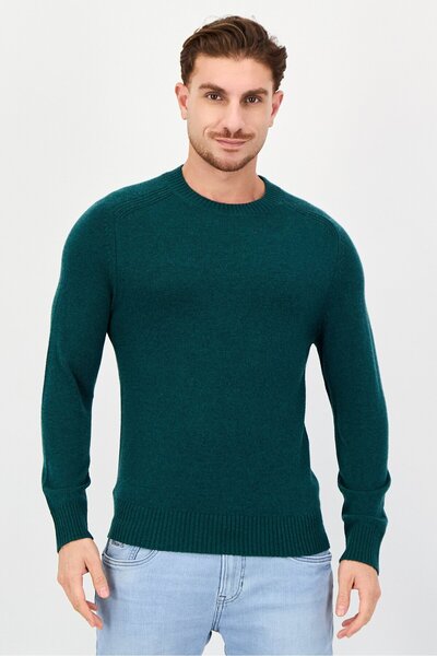 CELIO Men Crew Neck Knitted Sweater, Green