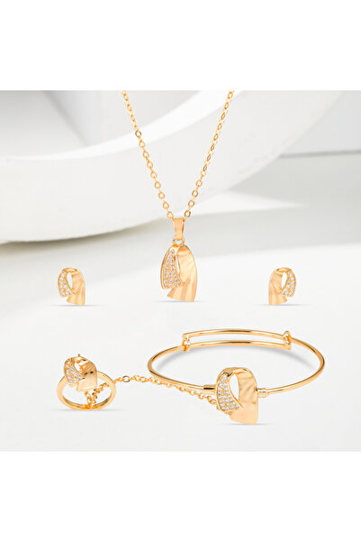 Un طقم أطفال بناتي بديل الذهب ليزر زركون