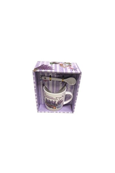 Clini Ceramic Mug with Spoon in Gift Box, 200 ml, Lavender