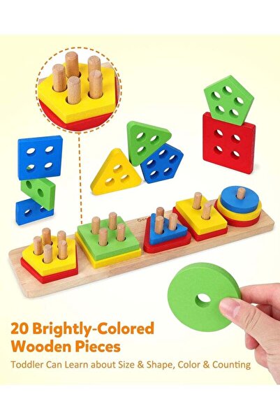 Generic Montessori Wooden Toys for Kids 3+ – Sorting & Stacking Learning Blocks Gift