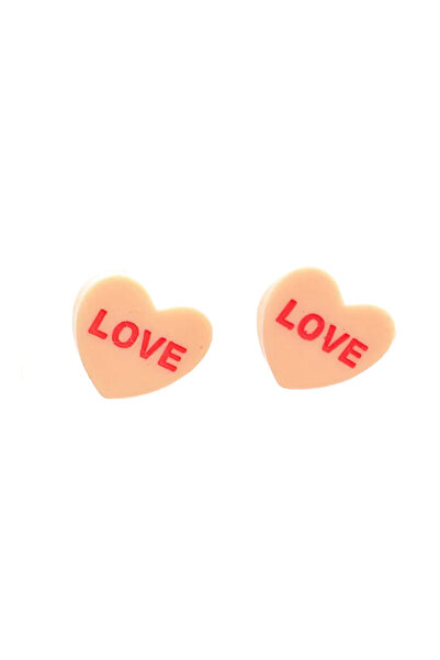 EFAYN.RO Women's earrings with hearts, cheerful Love model, romantic style th...