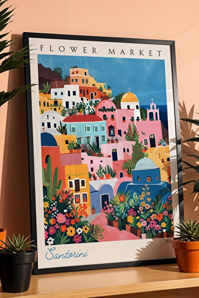 Saturn Santorini Grecia Tablou înrămat pentru iubitorii de călătorii Decor es...