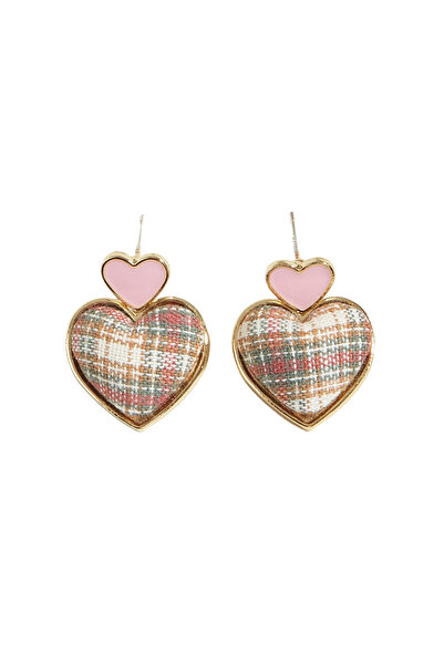 EFAYN.RO Women's earrings, coquettish summer pink heart model, happy hearts t...