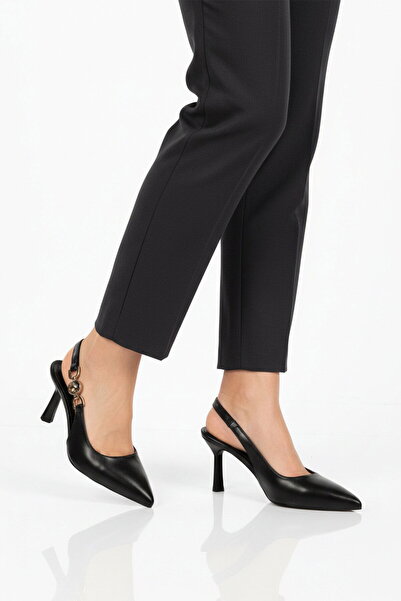 AYAKMOD Μαύρα γυναικεία βραδινά παπούτσια με λεπτό τακούνι 312569 Z