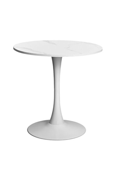 2home Tulip Round Table, White Marble, Fixed Leg, 60*70cm