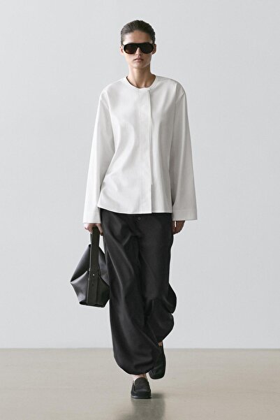 Massimo Dutti Dökümlü poplin gömlek