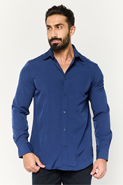 Scotch & Soda قميص رجالي عصري بأكمام طويلة، لون كحلي