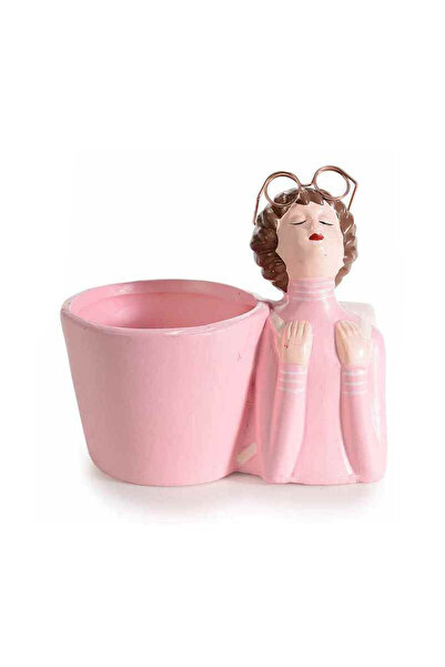 Decorer Ceramic Flower Pot Women 12x7.5x11 cm