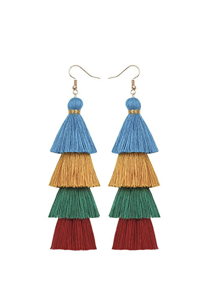 EFAYN.RO Women's earrings, cheerful model with multiple tassels, long, colorf...