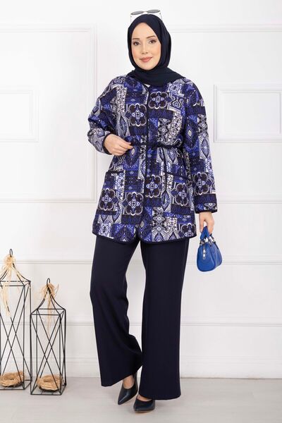 EBRUTESETTÜR Ethnic Patterned Jacket Suit Navy Blue