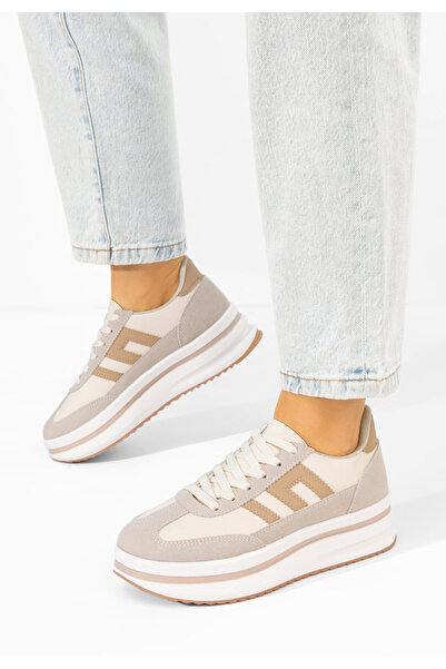 B T Shoes Jesie beige Platform Sole sneakers