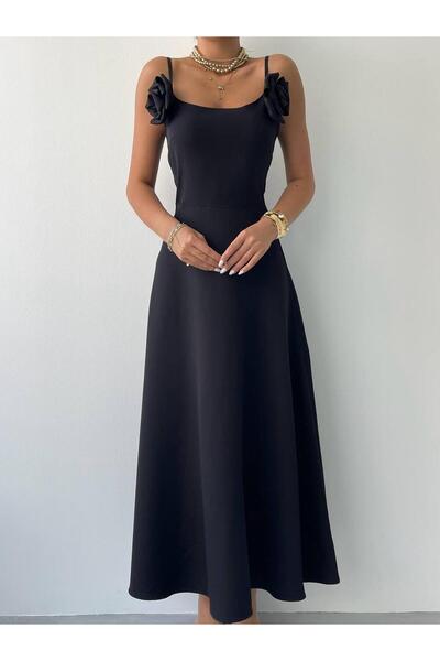 MODALİST Rochie eleganta simpla in clos accesorizata cu flori detasabile Livi