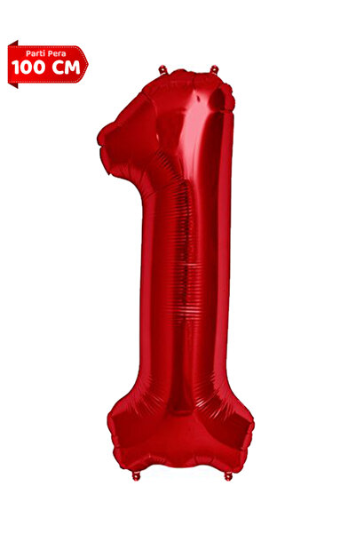 parti pera 1 Yaş Kırmızı Rakam Folyo Balon 100 cm
