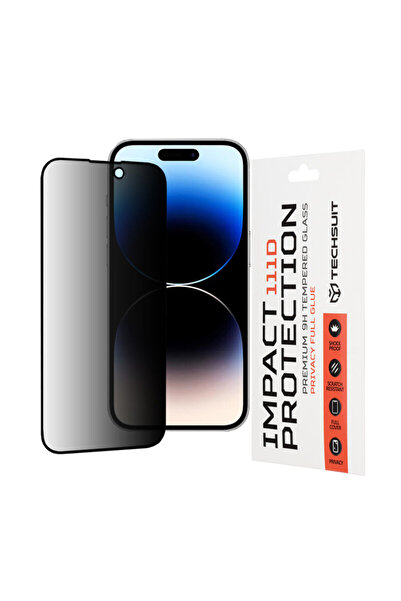 Techsuit 111D Γυαλί Προστασίας Απορρήτου με Πλήρη Κόλλα για iPhone 14 Pro, Μαύρο
