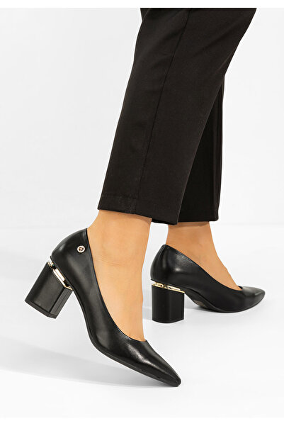 B T Shoes Black Cezaria chunky Heeled Shoes