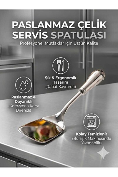 LOVYCO Luxury Stainless Steel Serving Spatula - Silver Color with Ergonomic H...