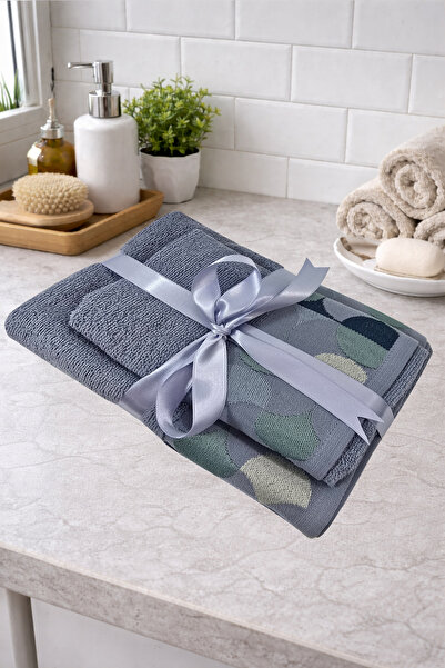 COT DRY طقم مناشف من قطعتين مع شريط |   60×100 + 40×60 |   منقوش