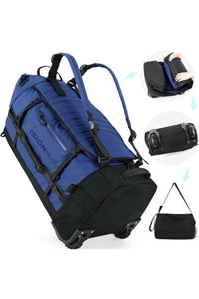 VisionHub Geantă de călătorie 3 în 1 cu roți, curele, troler, tip geantă de m...