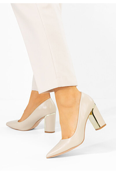 B T Shoes Beige Geoana chunky Heeled Shoes