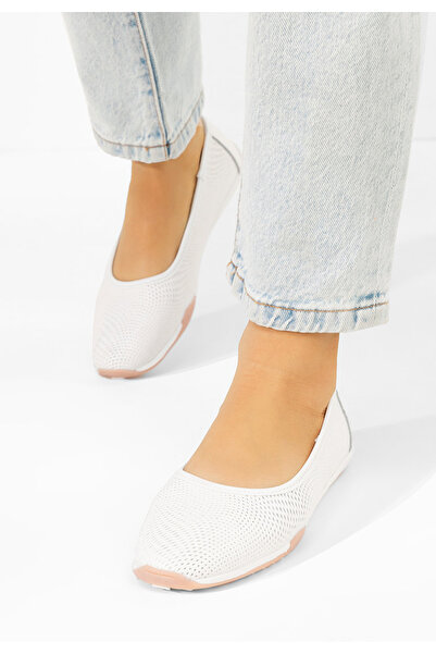 B T Shoes Балерини от естествена кожа Sindia бели