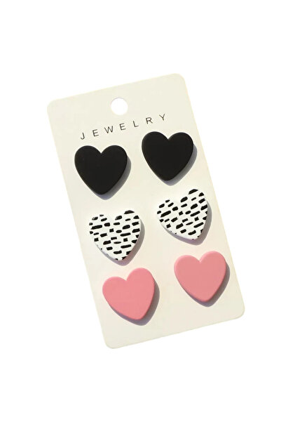 EFAYN.RO Cercei dama, set 3 perechi, model cu inimioare, tematica fashion lov...