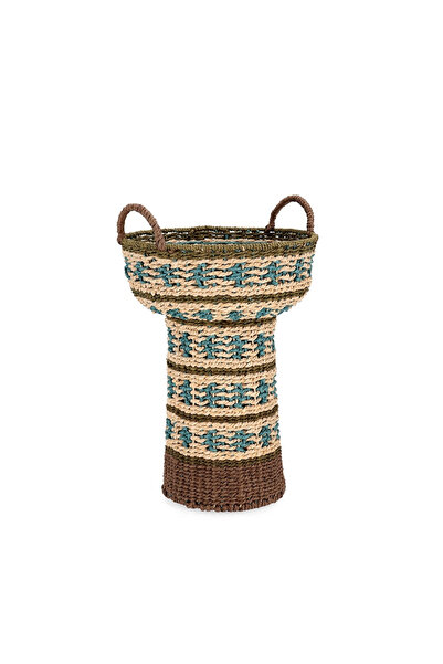 Bizzotto Decorative basket paper brown turquoise Kya ø36x39h