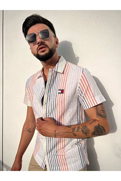 Tommy Jeans Mini striped shirt - white multi-stripe