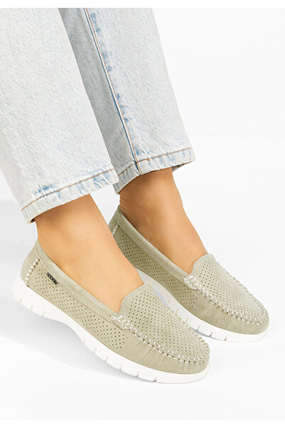 B T Shoes Mocasini dama piele Irsaia verzi